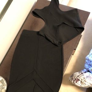 Two piece Black crop top and skirt